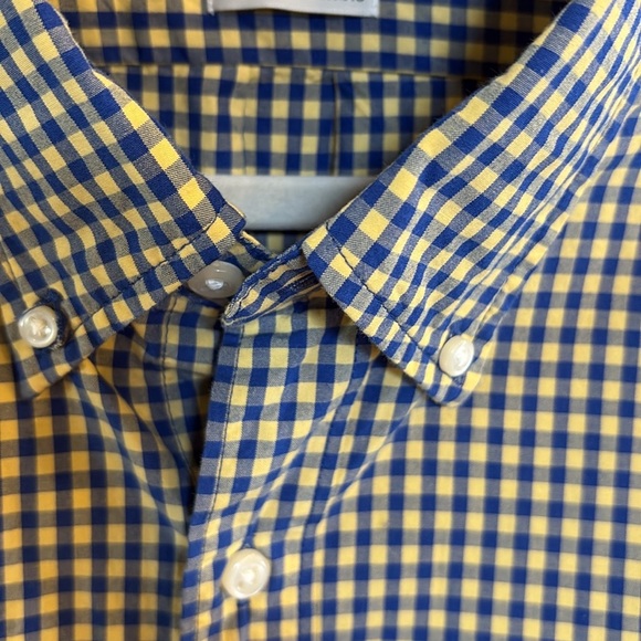 J. Crew men’s Secret Wash cotton classic button down poplin shirt blue yellow XL - Picture 3 of 12